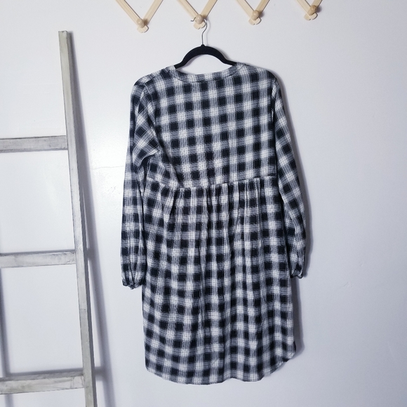 NWT KNOX ROSE BUTTON DOWN BABYDOLL DRESS STYLE DRESS BLACK AND WHITE SIZE MEDIUM - Picture 2 of 11